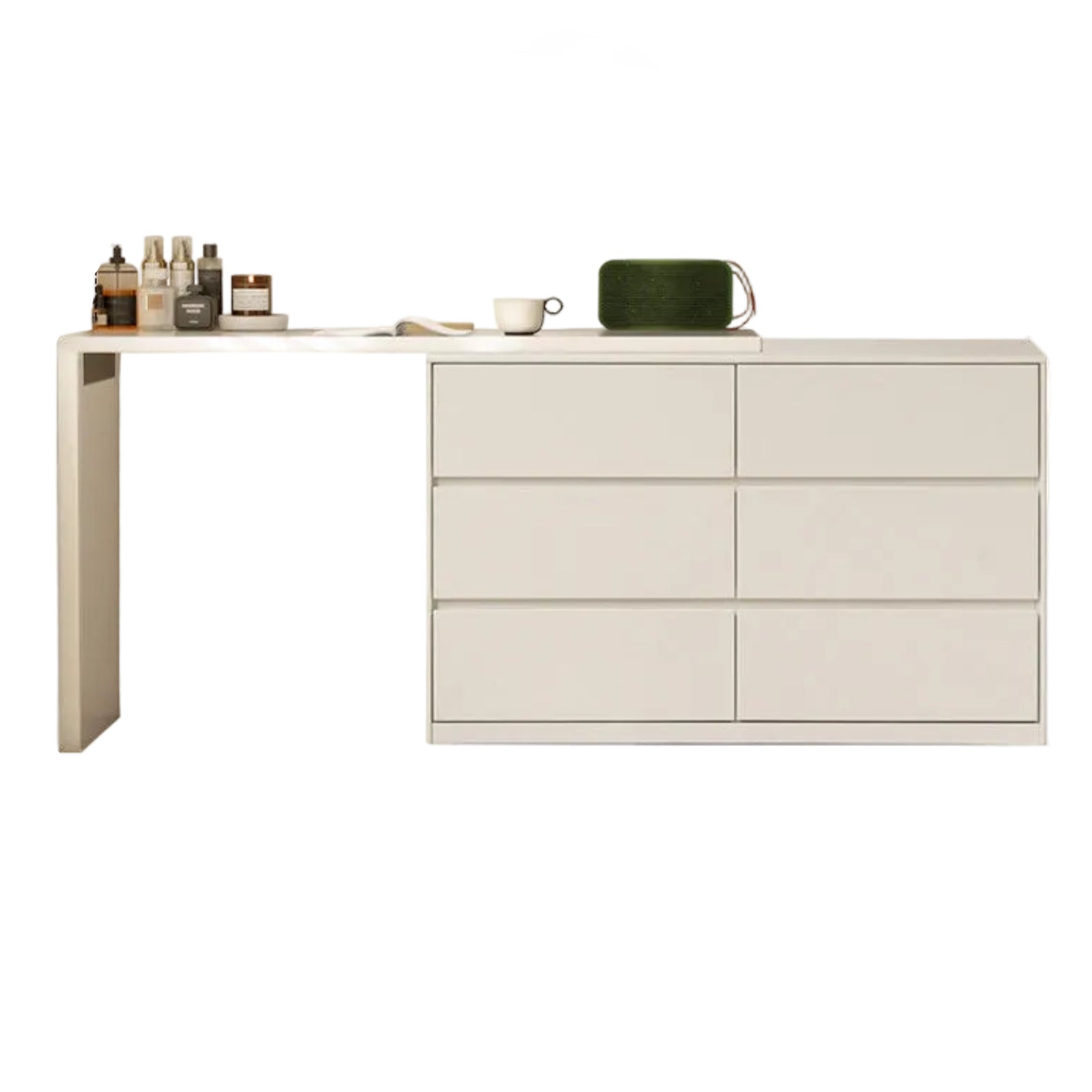 Solid RubberWood Cream Style Telescopic Vanity Table.