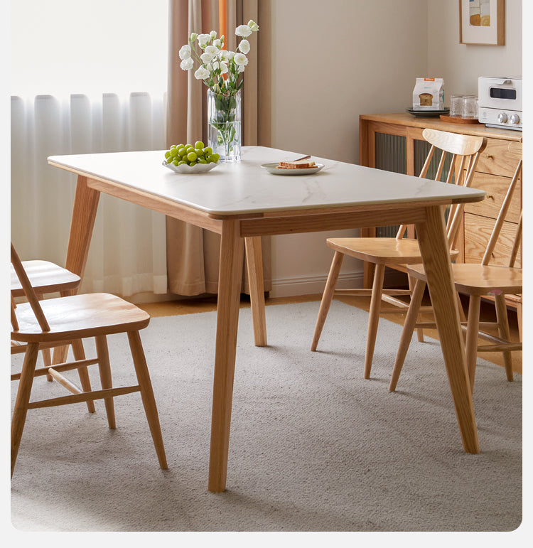 Ash, Oak Solid Wood Modern Rock Plate Dining Table