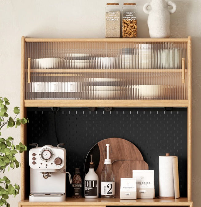 Oak Solid Wood Sideboard Multi-Functional Buffet Cabinet