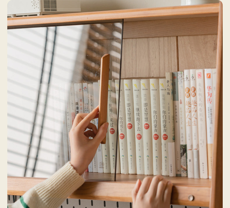 Cherry Wood Desk and Bookshelf Integrated Office Desk