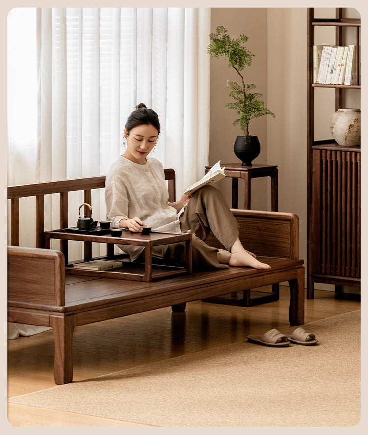 Black Walnut, Oak Solid Wood Dual Use Sofa,