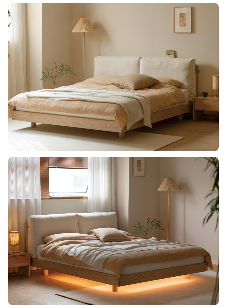 North American Black Walnut, Ash technology cloth suspended soft bed modern