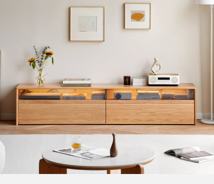 Oak, Cherry Wood, Black Walnut, TV Stand Floor Cabinet