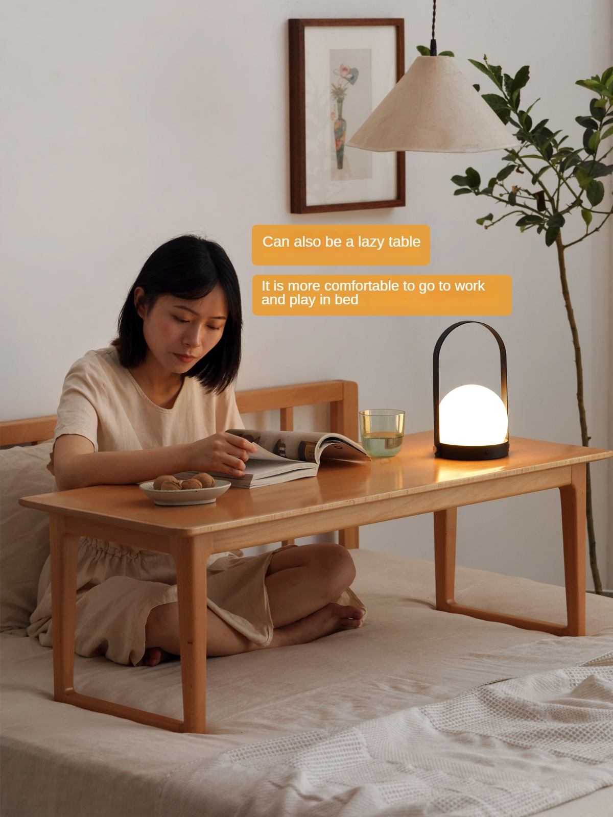 Beech Solid Wood Coffee Table, Bay Window Table