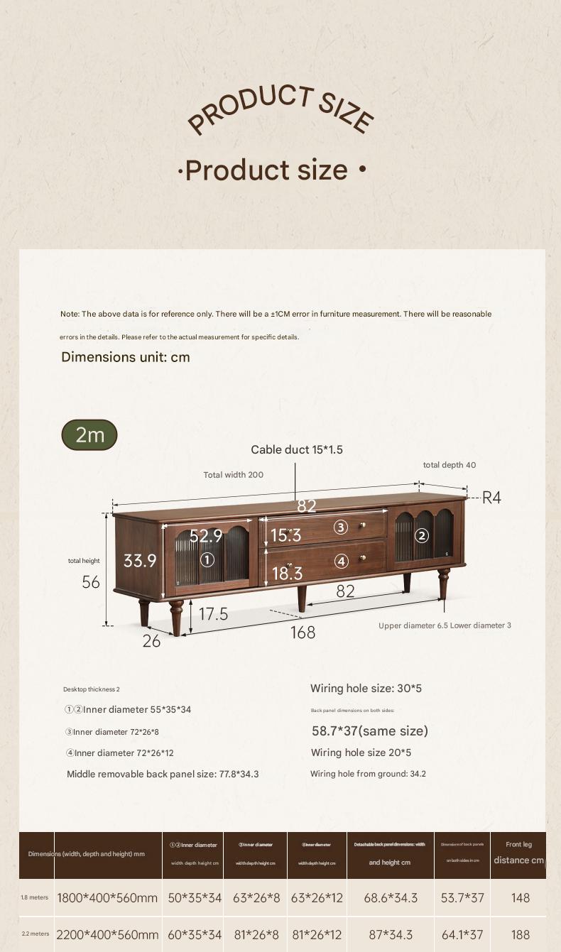 Black Walnut Solid Wood American Retro TV Cabinet.