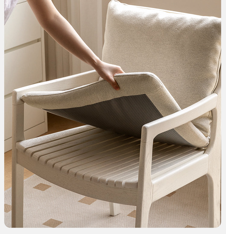 Oak Solid Wood Cream Style Study Chair