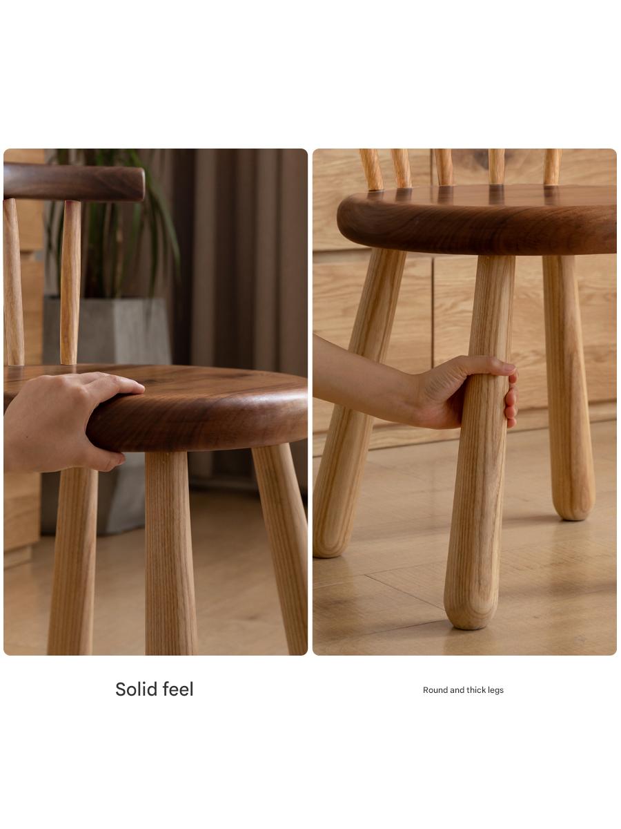 South American Walnut, Black Walnut, Ash Solid Wood Side Chair Small Stool