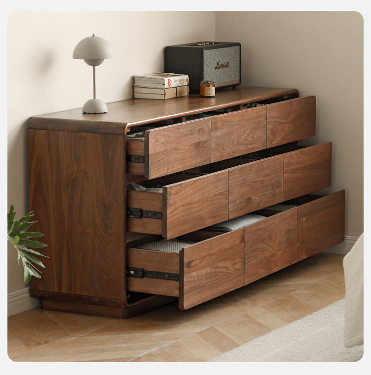 Black Walnut, Poplar Solid Wood Storage Cabinet Chest of Drawers