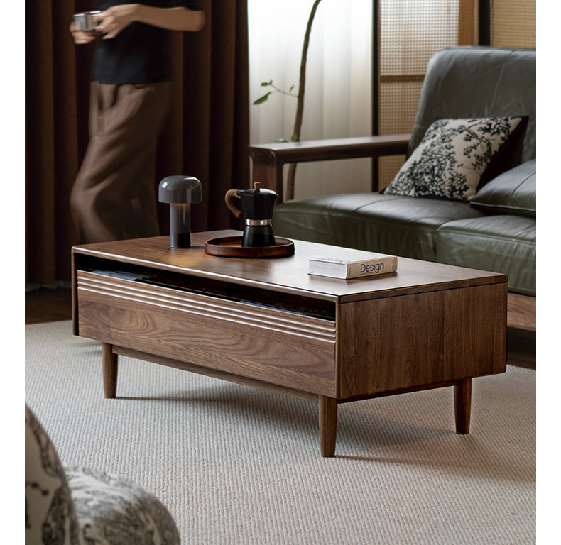 Black Walnut, Golden Sandalwood Solid Wood Coffee Table