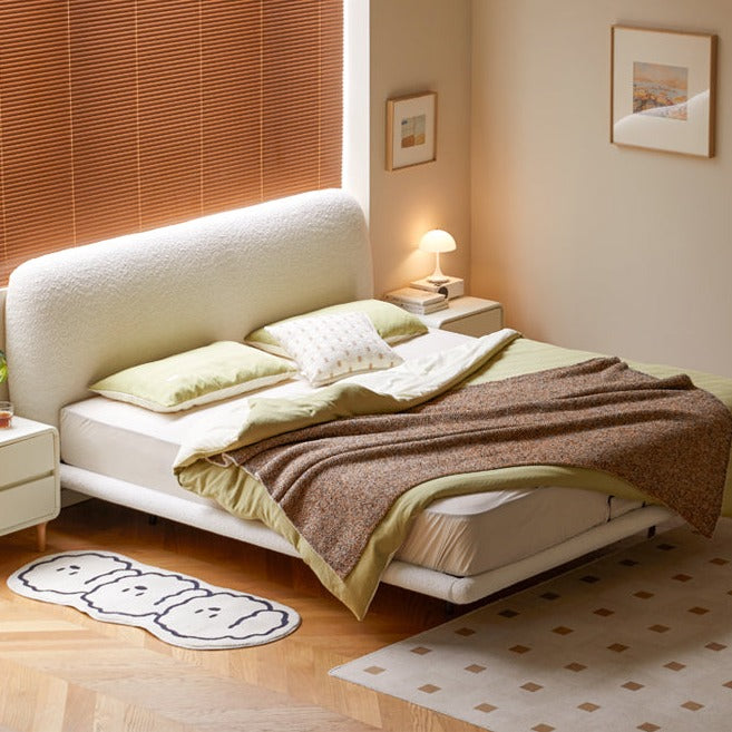 Fabric Soft Luminous White Suspension Imitation Lamb Fleece Bed