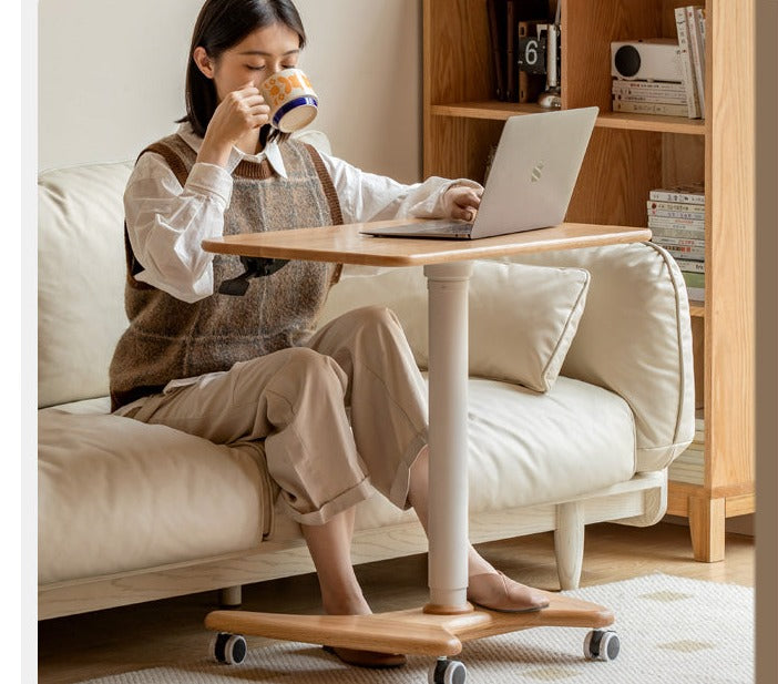Oak, Ash Solid Wood Standing Desk Lifting Movable Side Table