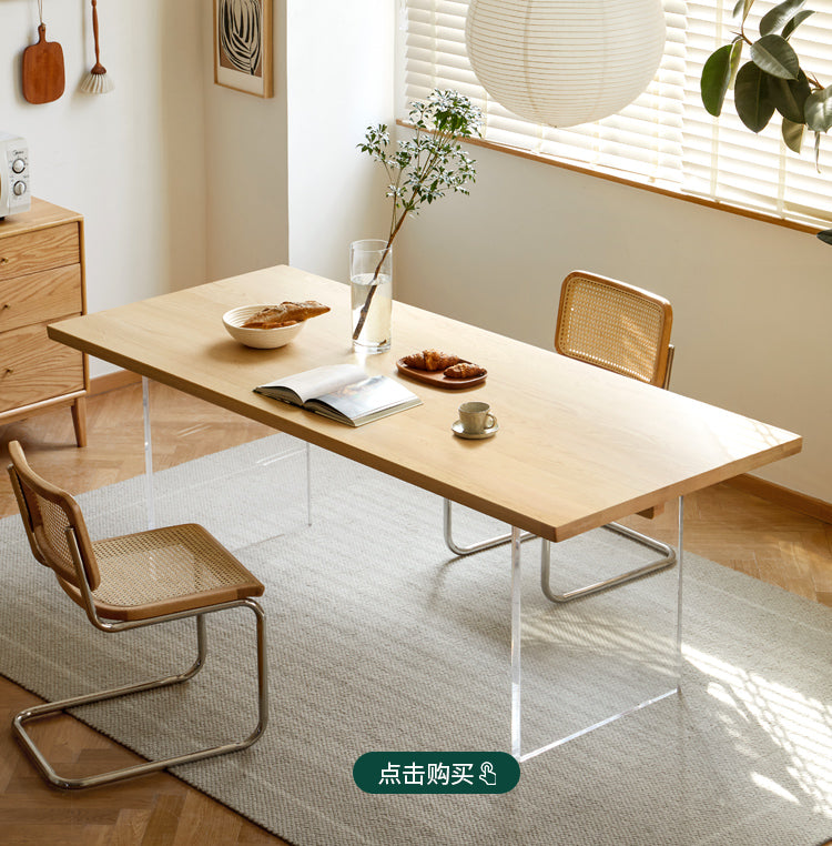 Cherry solid wood acrylic suspended dining table"