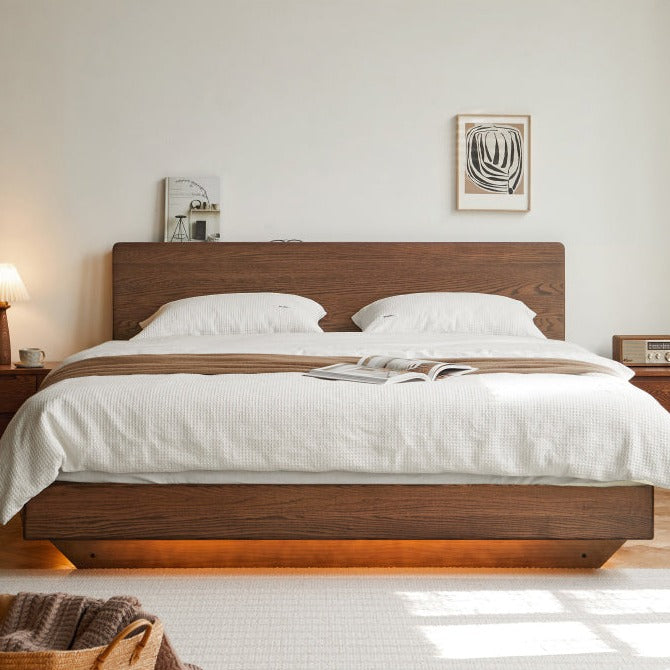 Black Walnut, Oak Suspended Luminous Box Bed