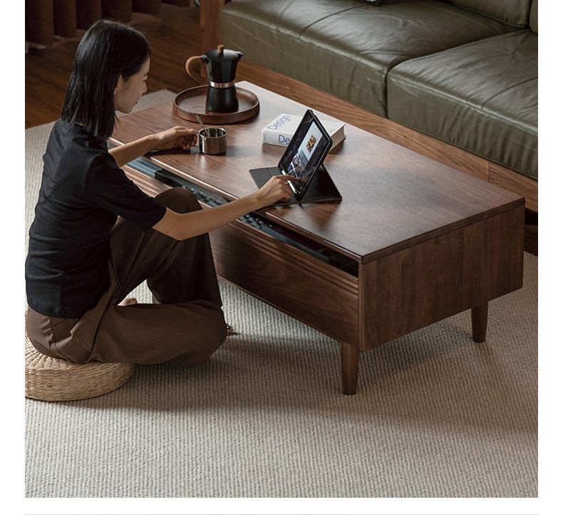 Black Walnut, Golden Sandalwood Solid Wood Coffee Table