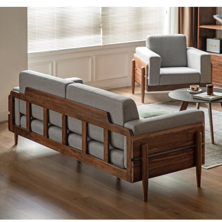 Black Walnut Solid Wood Fabric Sofa.