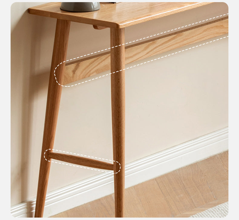 Oak, Cherry Solid Wood Narrow Office Desk