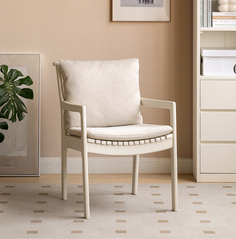 Oak Solid Wood Cream Style Study Chair