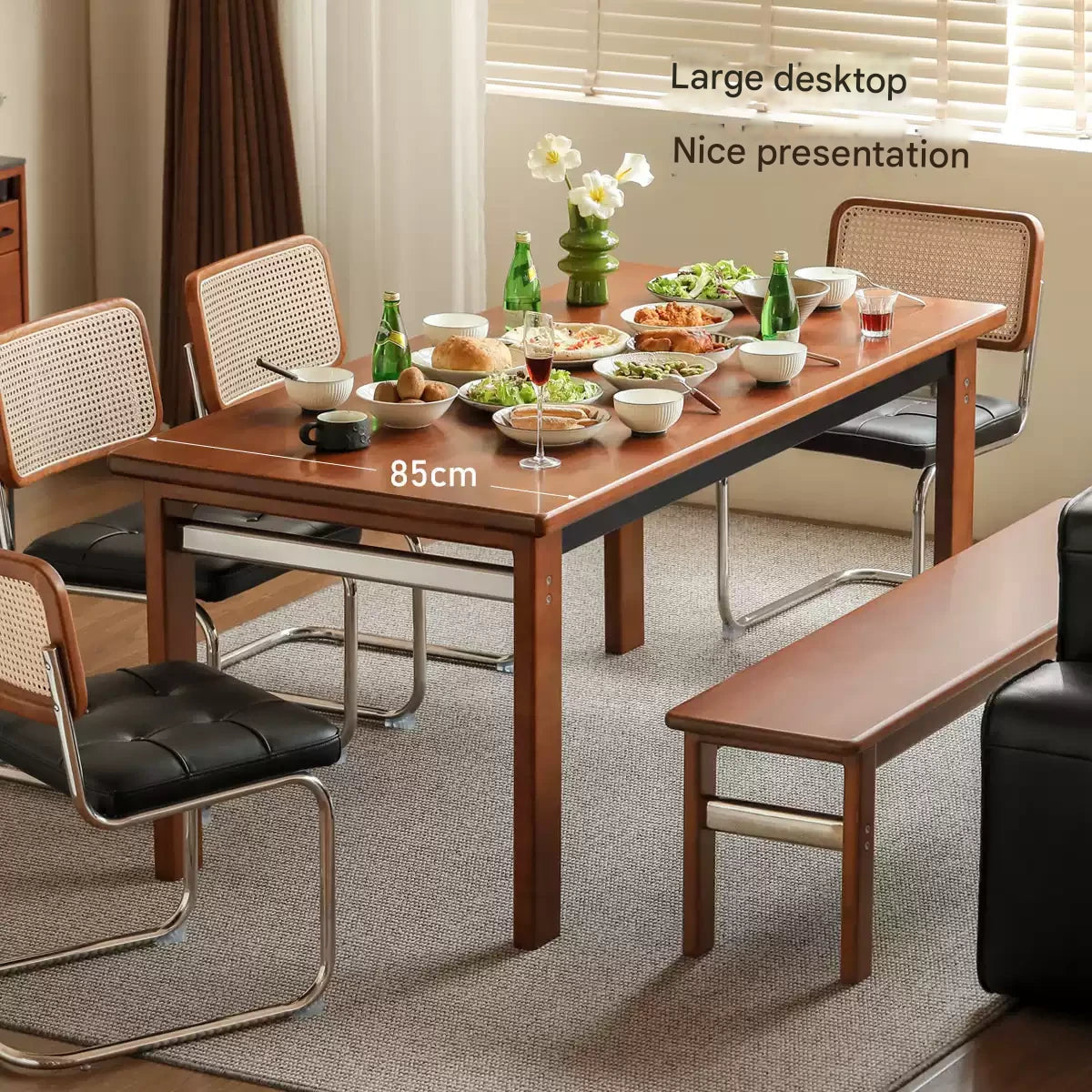 Poplar Solid Wood Bauhaus Retro Antique Style Dining Table