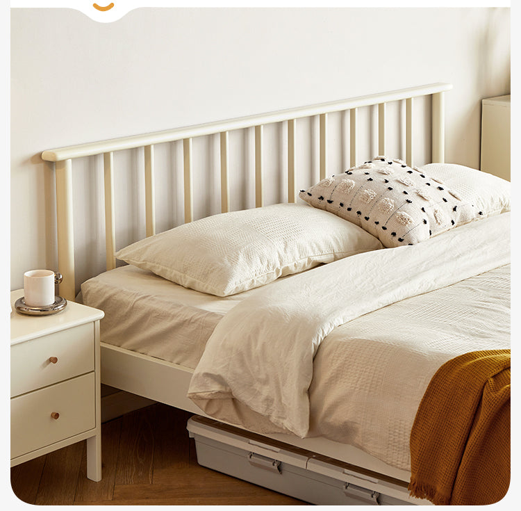 Pine Solid Wood Bed Nordic Light Luxury White Bed
