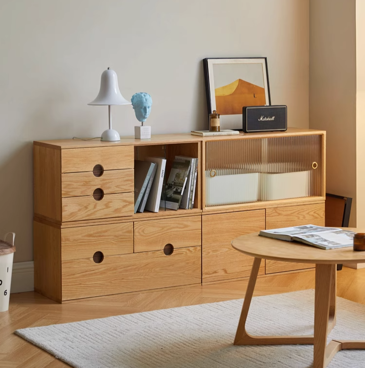 Oak Solid Wood Modern TV Cabinet.