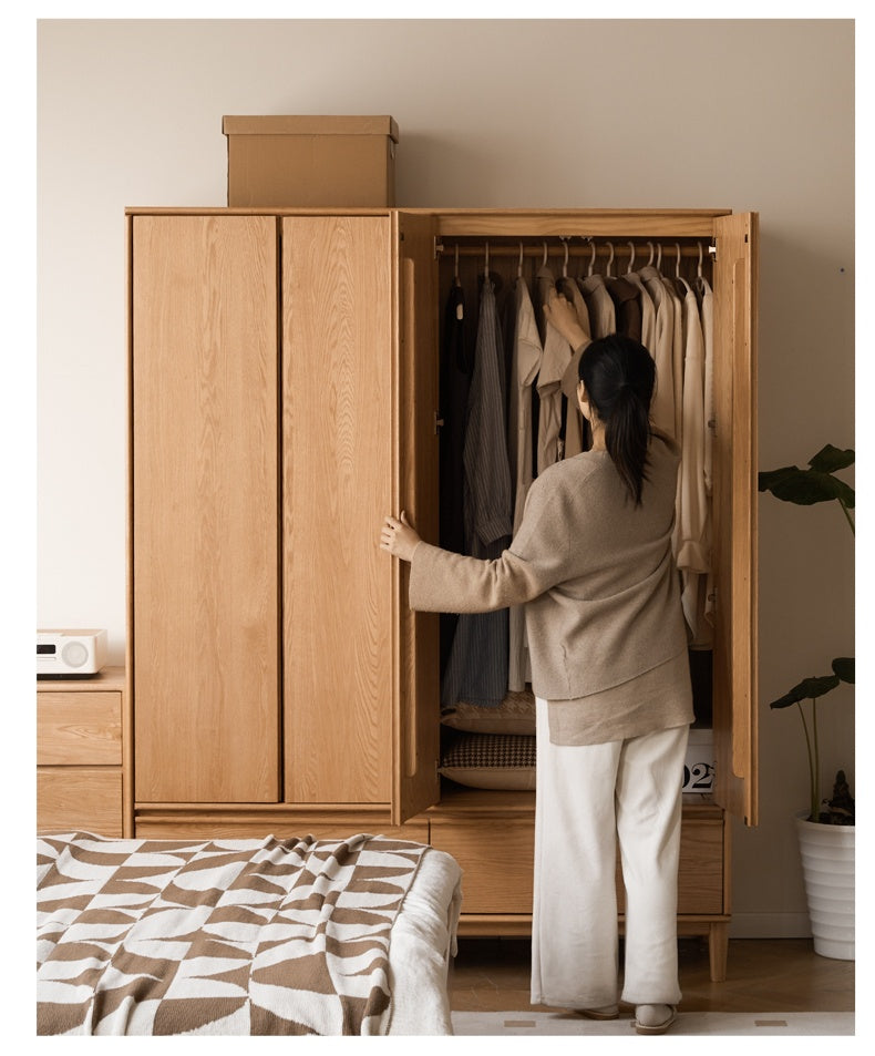 Oak Solid Wood Modern Wardrobe.