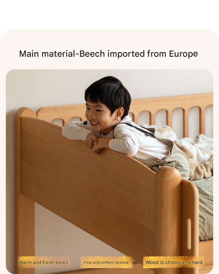 Beech solid wood children's bunk bed.