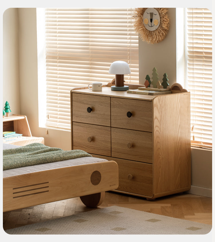 Oak Solid Wood Children's Drawer Cabinet