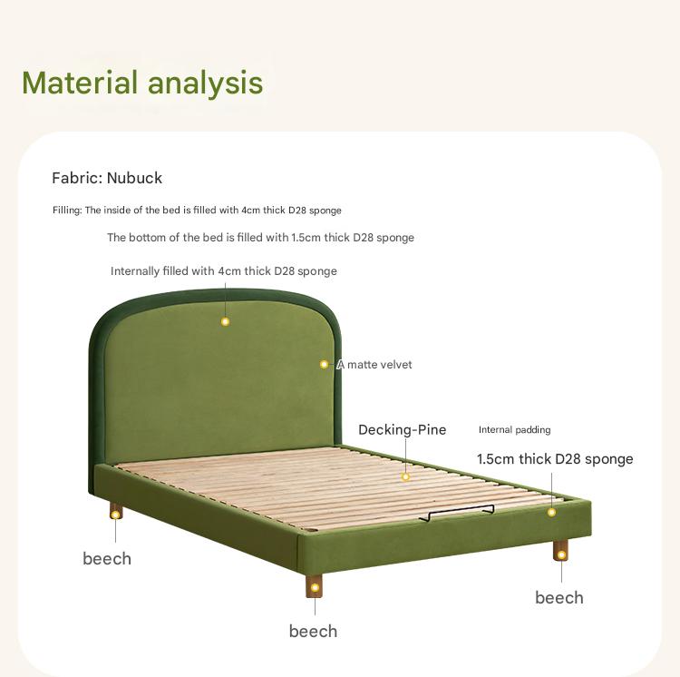 Fabric Children's Bed High Head Soft Bed