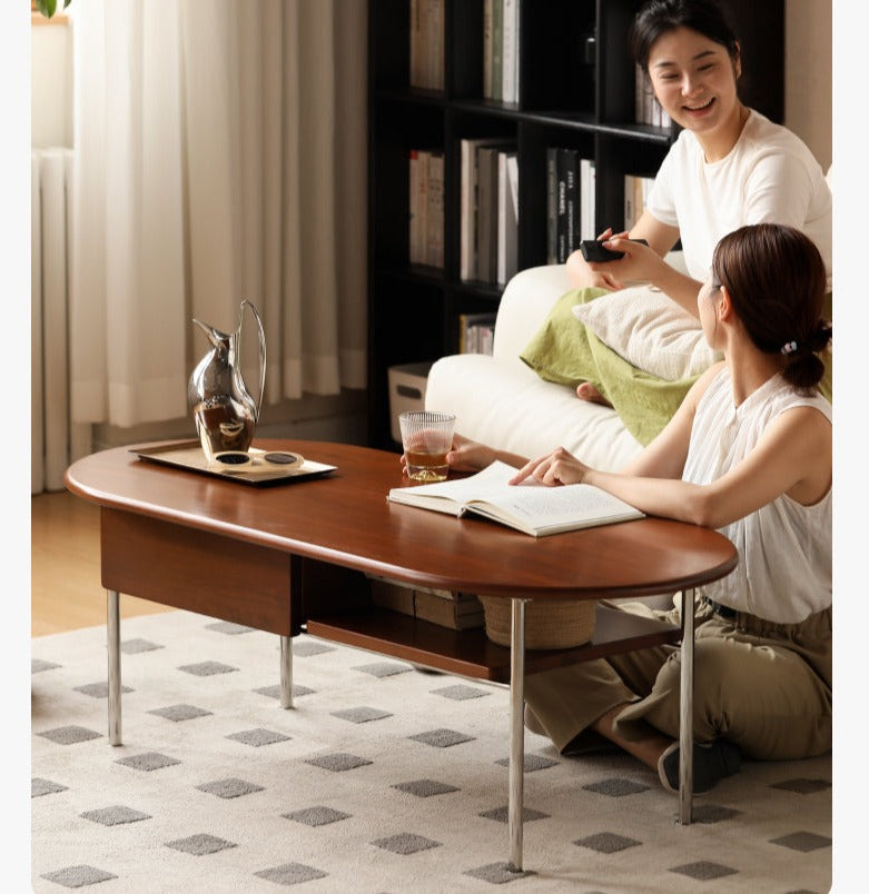 Poplar Solid Wood French Retro Small Storage Coffee Table