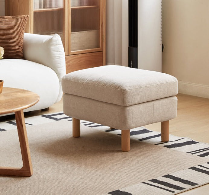 Beech Solid Wood Fabric Footstool