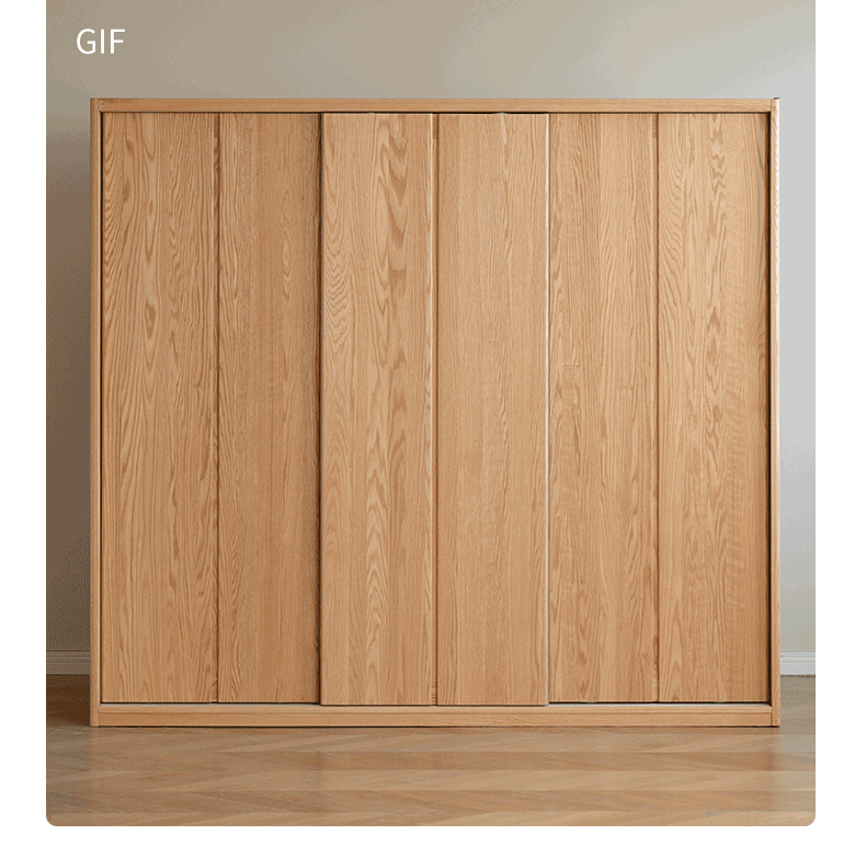 Oak Solid Wood Wardrobe Sliding Door Master Bedroom