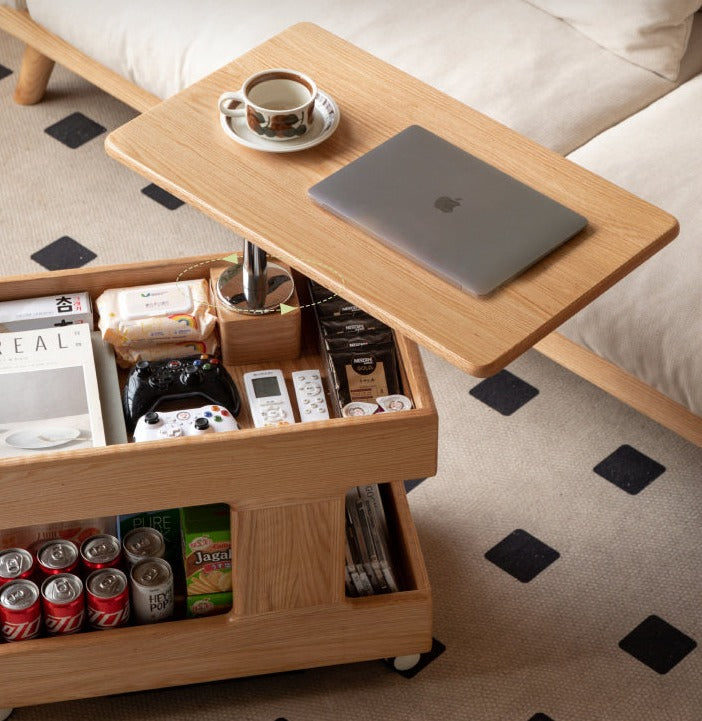 Oak, Cherry, Black Walnut, Ash Solid Wood Rotating Mobile Side Table