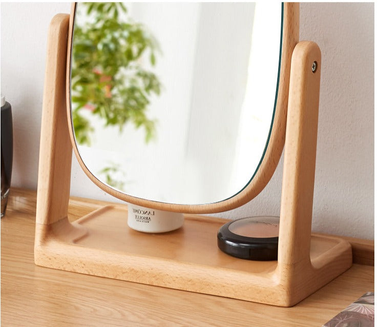 Black Walnut, Beech, Cherry Solid Wood Makeup Mirror