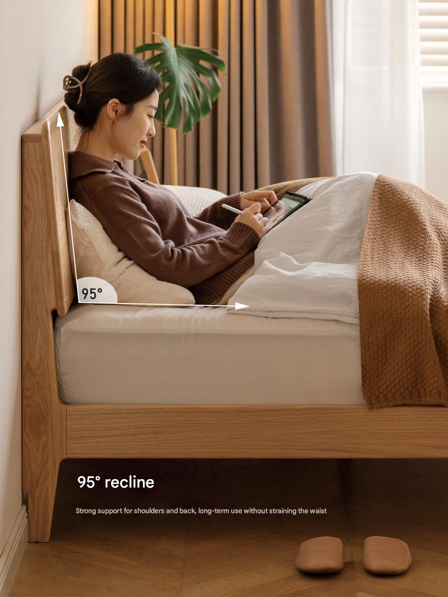 Oak, Ash Solid Wood High Head Board Bed