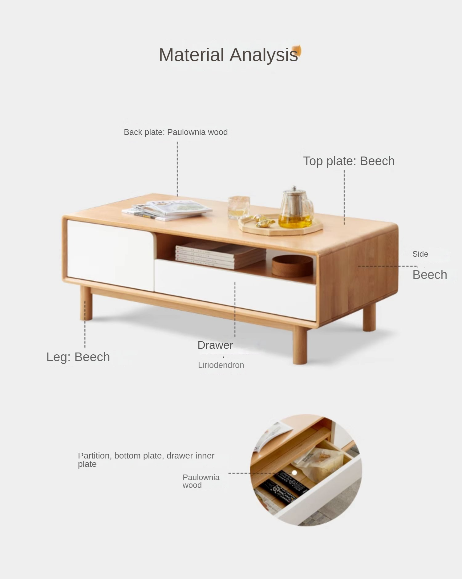 Beech Solid Wood Warm Coffee Table