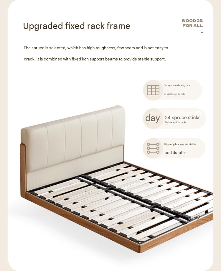 Oak Solid Wood Modern Simple Soft Leaning Bed