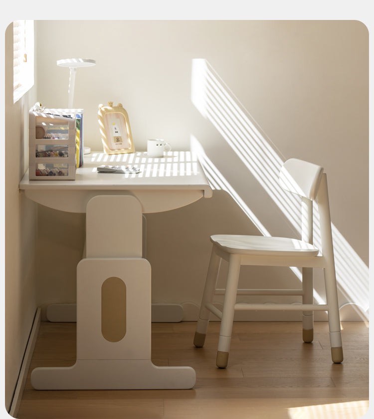 Beech Solid Wood Lift Study Desk Adjustable White Children's Desk