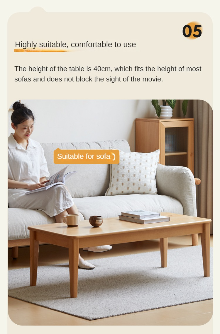 Beech Solid Wood Coffee Table Modern