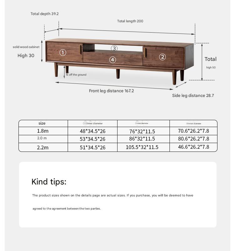 Black Walnut Solid Wood TV Stand Cabinet-