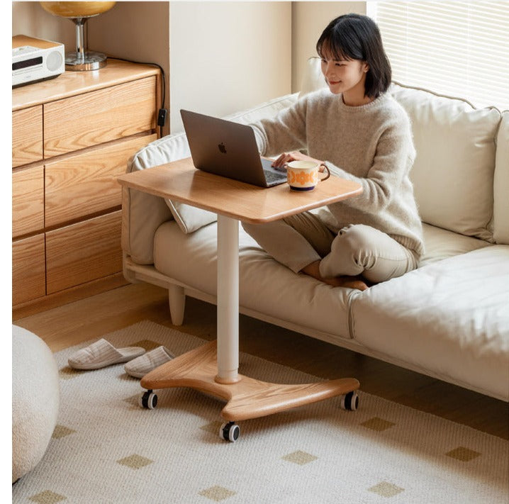 Oak, Ash Solid Wood Standing Desk Lifting Movable Side Table