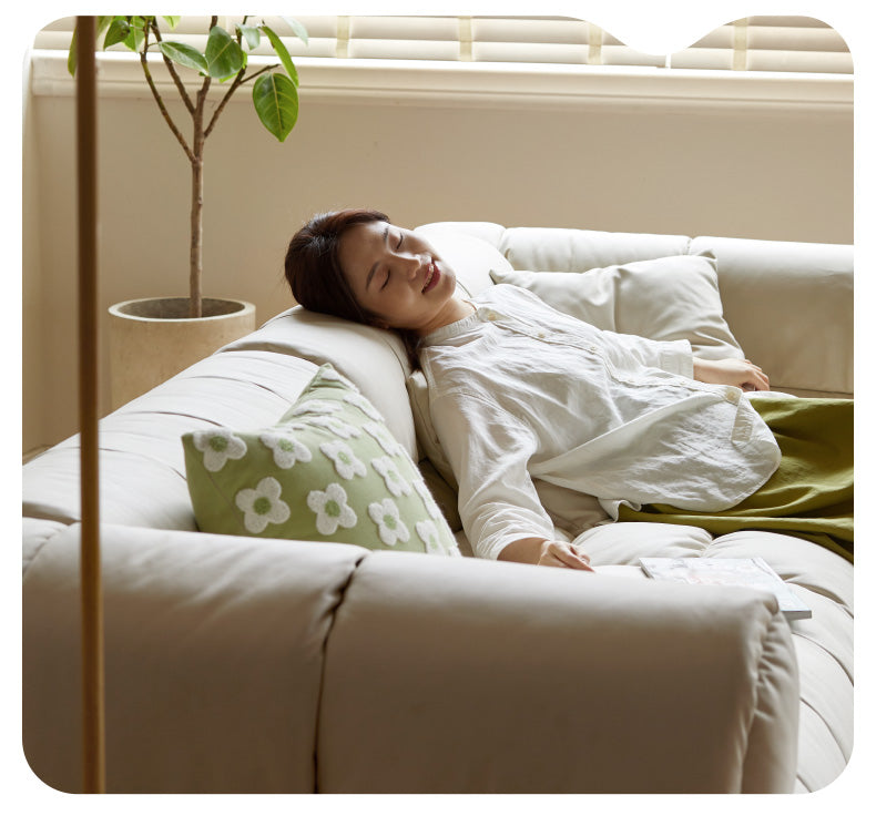 Genuine Leather,Technology Cloth Sofa Cream Wind)