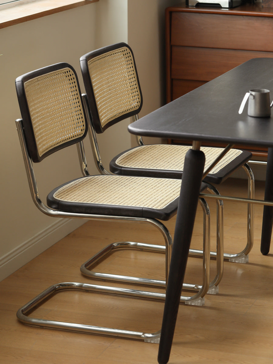 2 Pcs Oak Solid Wood Suspension Retro Rattan Chair