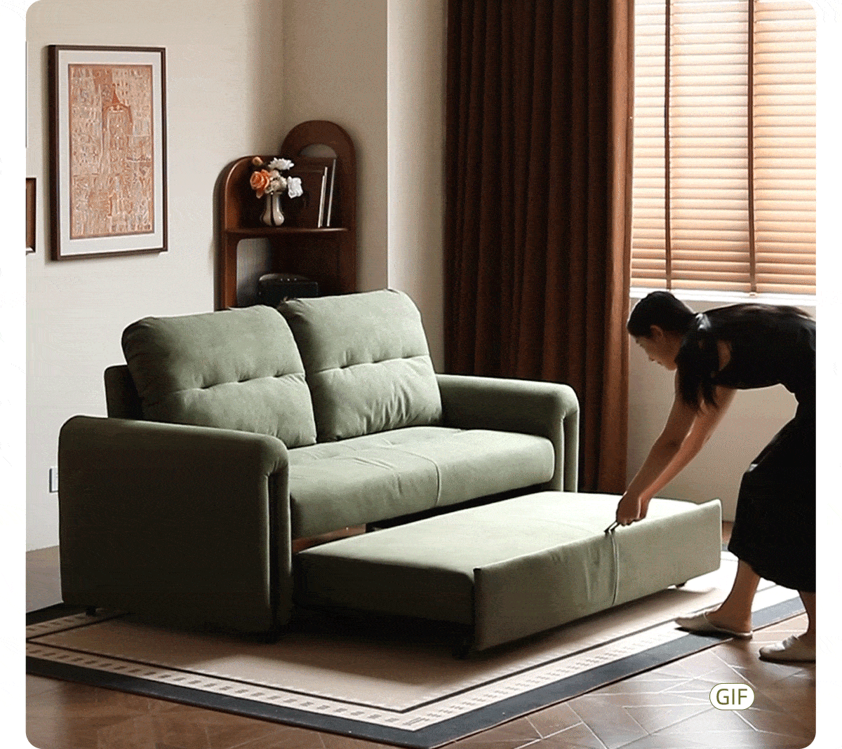 Loveseat Sleeper Sofa with Tufted Channel Back Cushions