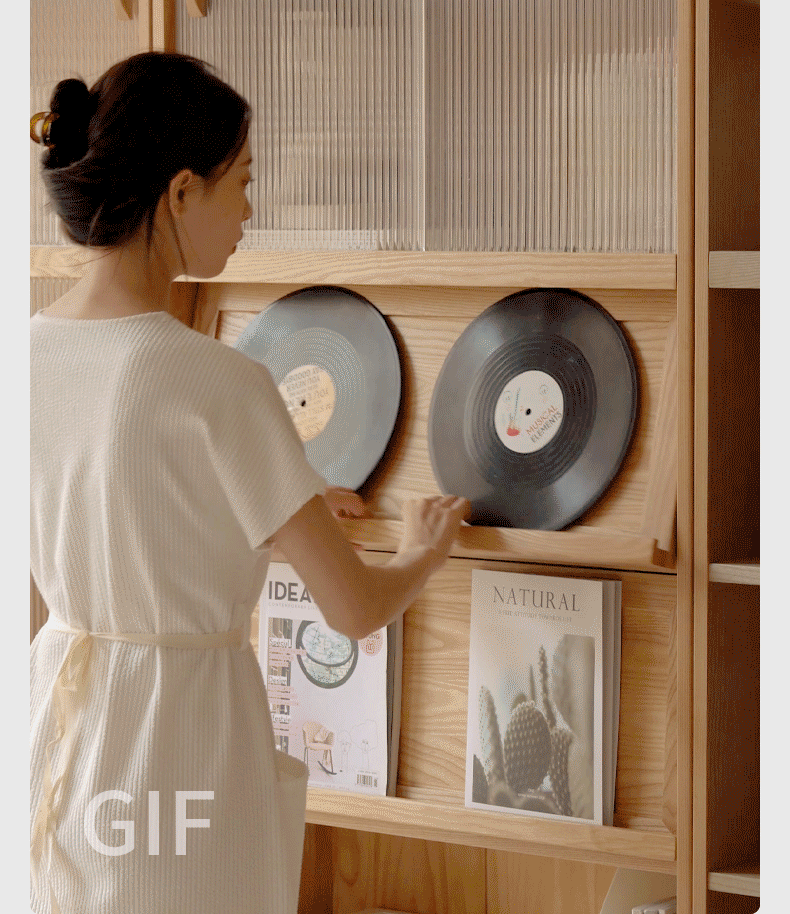 Ash, Oak Solid Wood Modern Combination Bookcase Integrated Card Seat