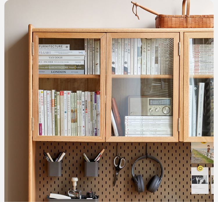 Oak Solid Wood Desk Bookcase Integrated Corner Office Table