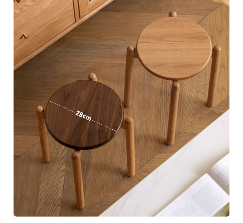 Black Walnut, Ash, Oak, Beech, Cherry Solid Wood, Solid RubberWood Stackable Small Stool