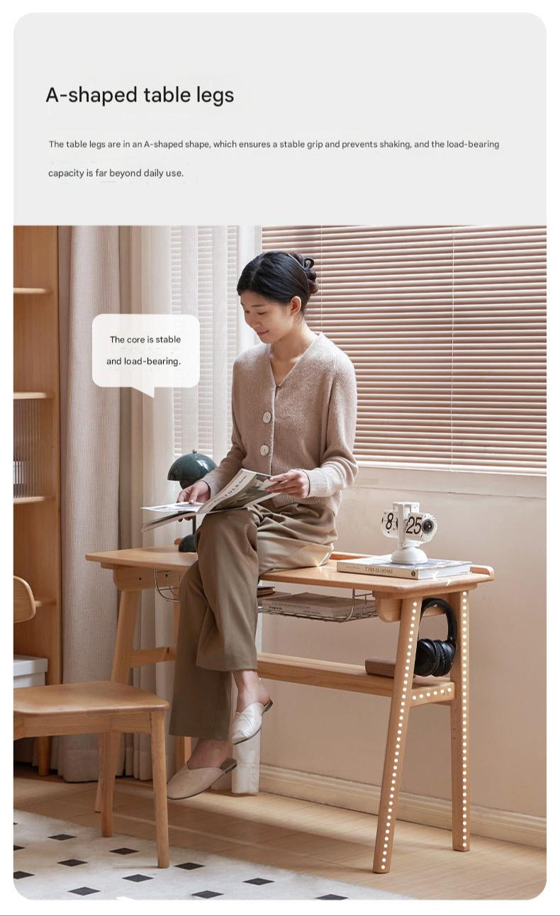 European Beech Solid Wood Ultra Narrow Writing Desk.