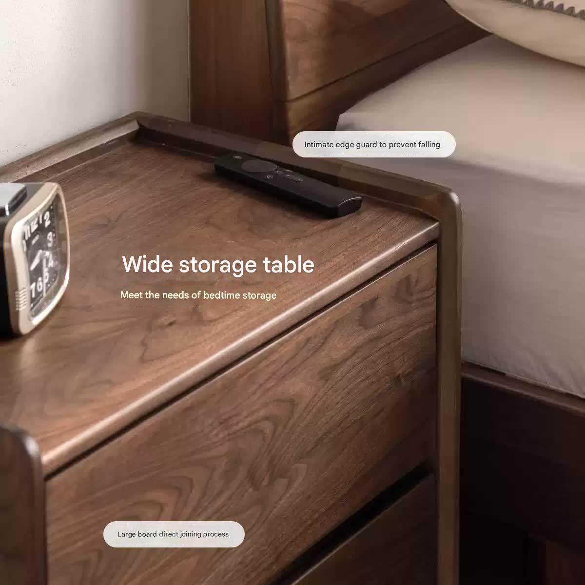 Poplar Solid Wood Italian Light Luxury Nightstand.