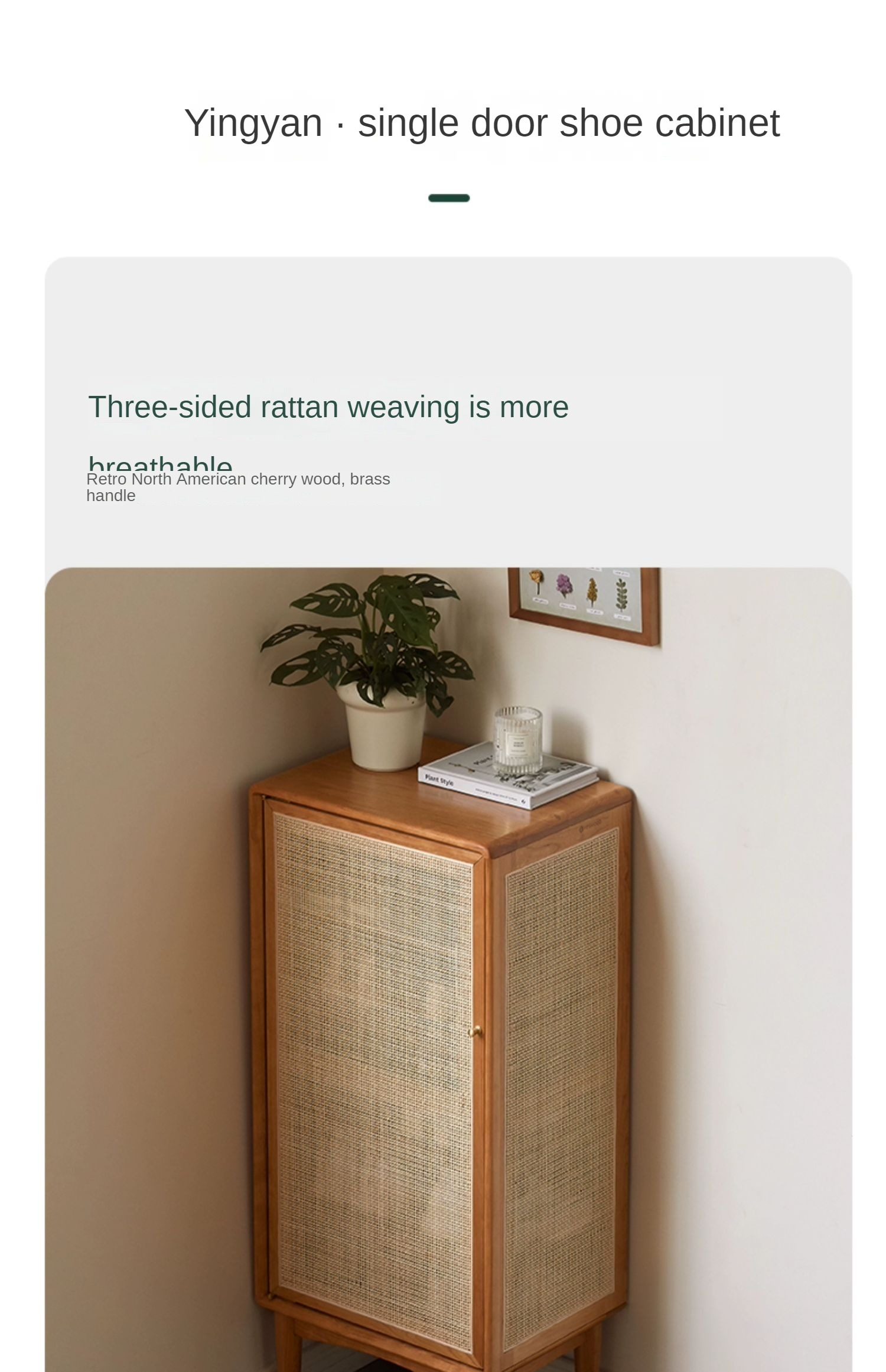 Oak Solid Wood Entrance Shoe Cabinet