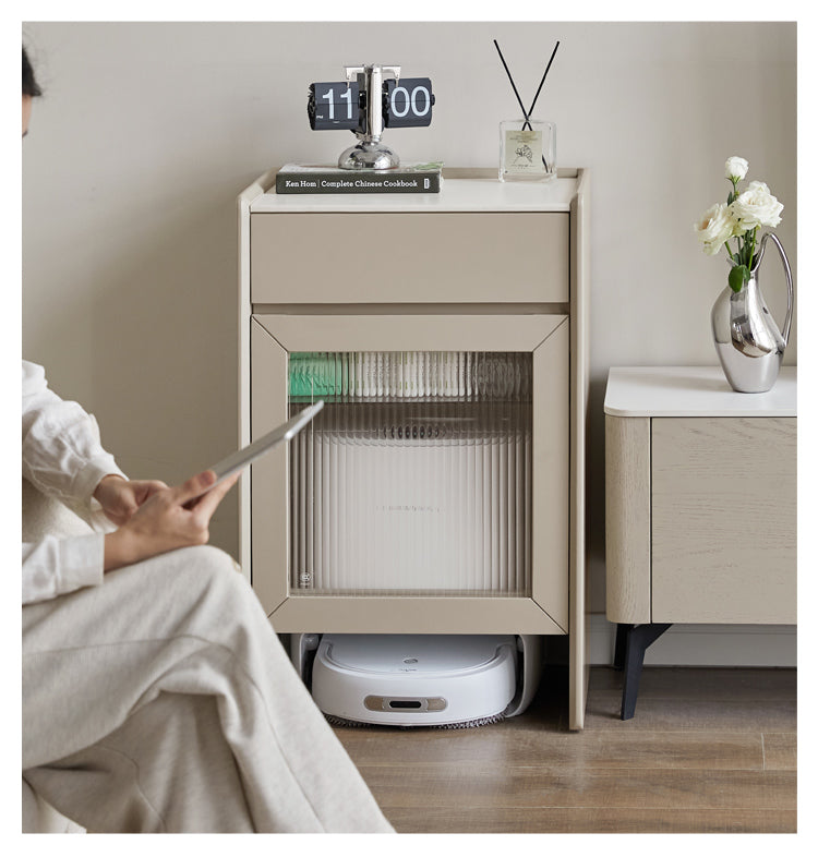 Ash solid wood side cabinet rock slab side cabinet robot storage cabinet"